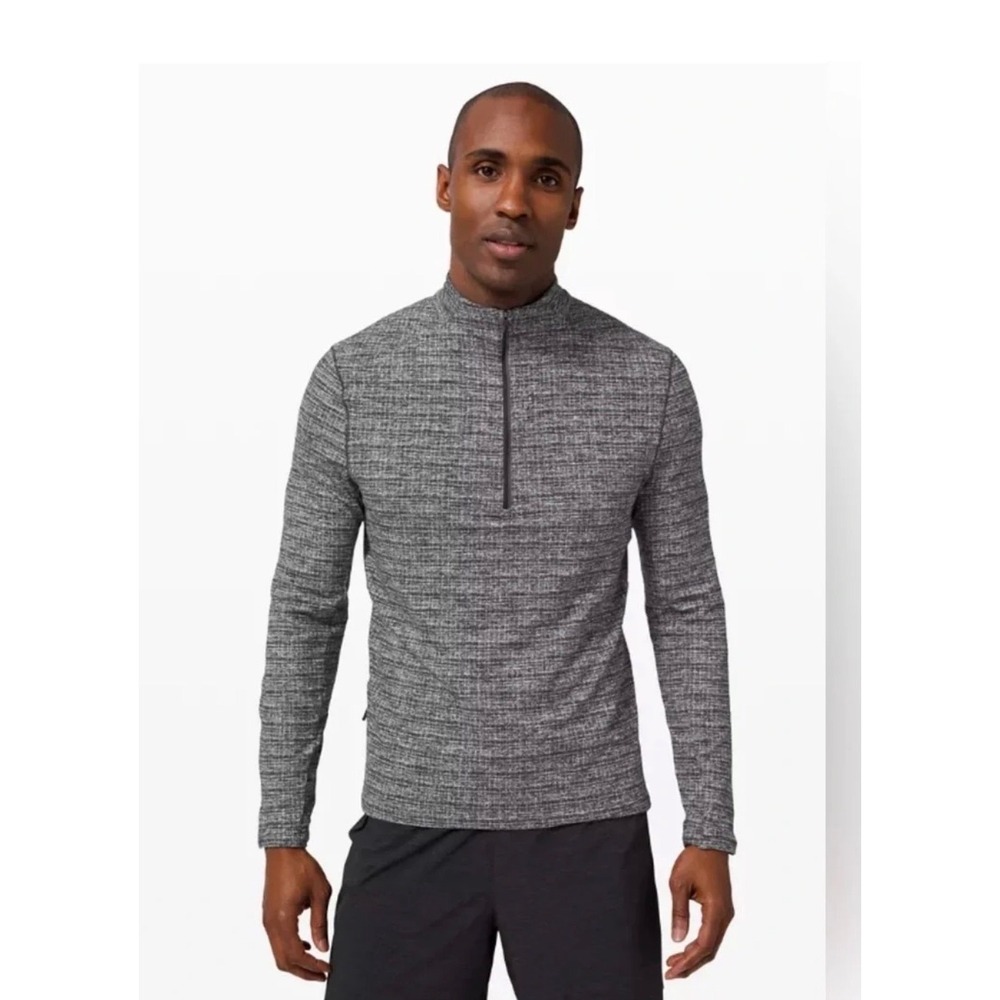 Lululemon Mens Surge Warm Quarter Zip Pullover Grey Space Dye Size L
